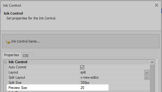 Setting the Preview Size to 20